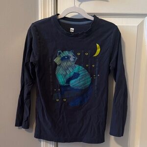 Tea Collection Navy Long-Sleeve Tee with Moon & Raccoon Graphic